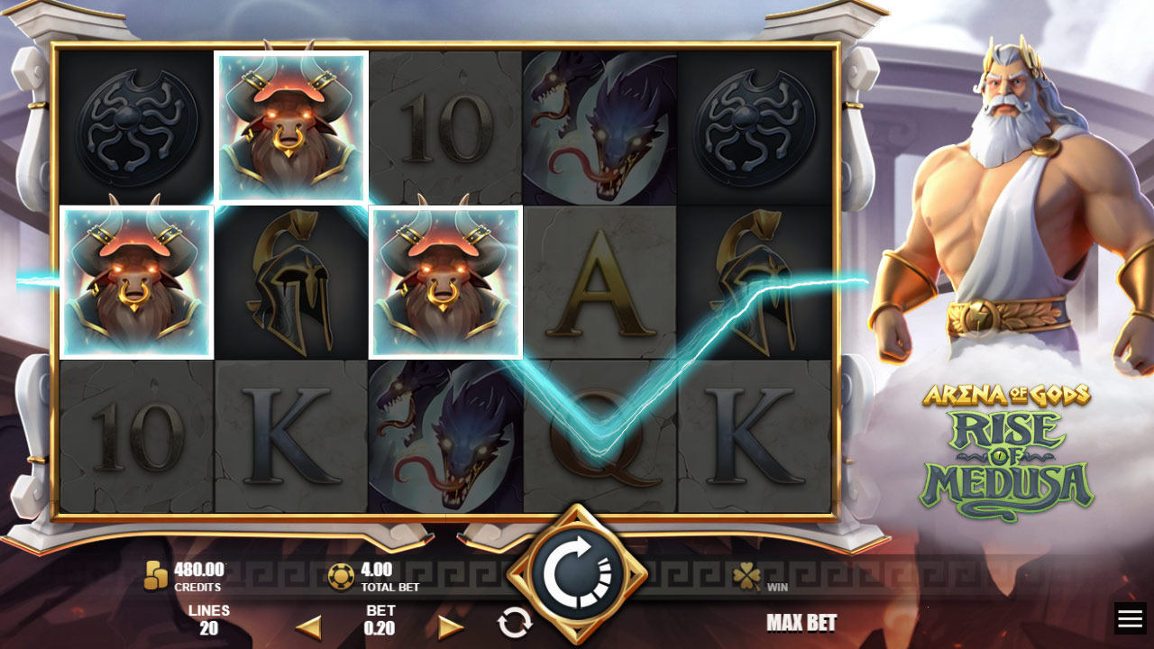 ARENA OF GODS - RISE OF MEDUSA video slot base game win screenshot