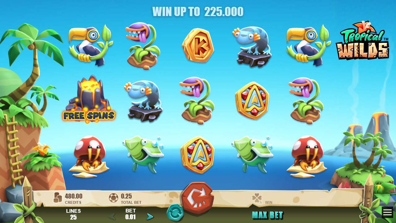 TROPICAL WILDS™ video slot base game screenshot