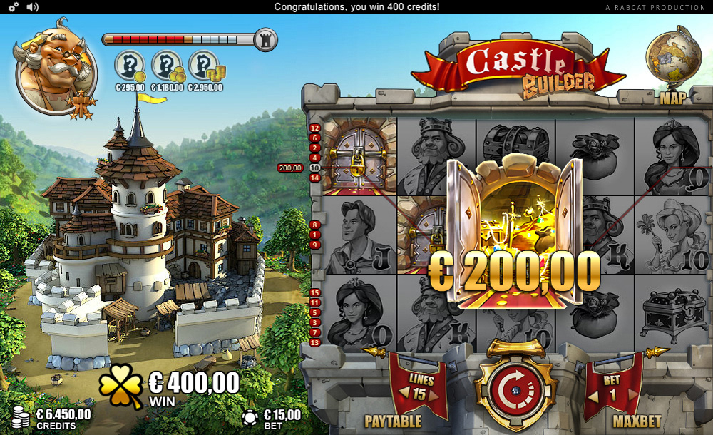 Castle Builder™ video slot base game win screenshot