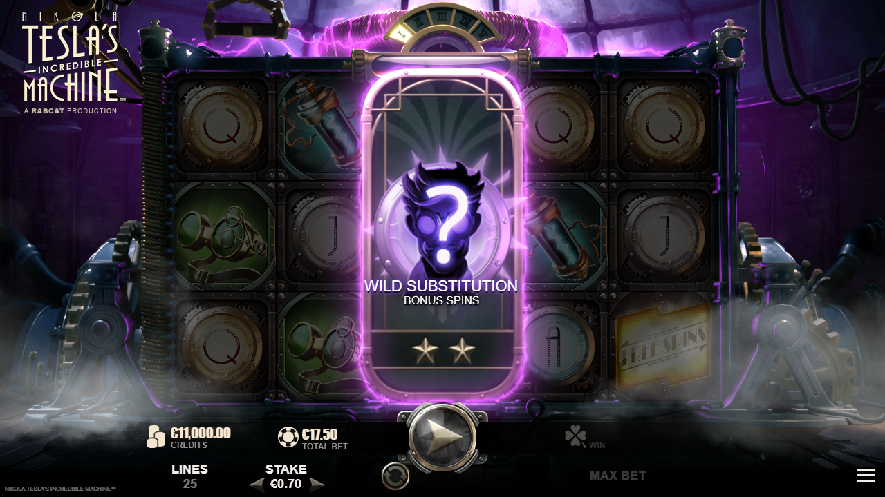 NIKOLA TESLA'S INCREDIBLE MACHINE™ Wild Substitution Feature screenshot
